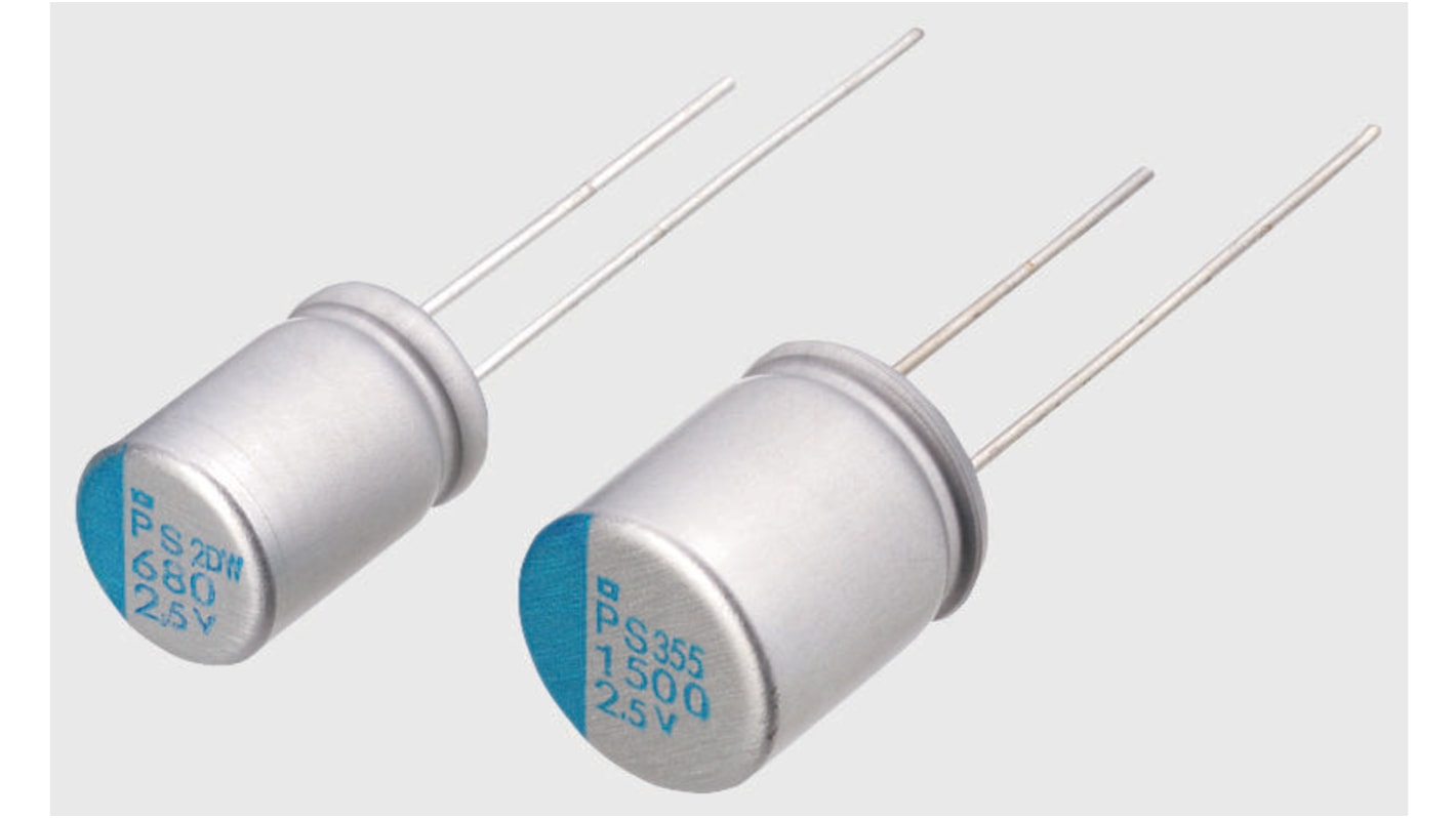 Nichicon 820μF Polymer Tantalum Capacitor 16V dc, LG Series