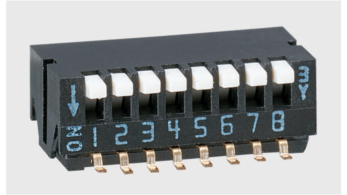 Commutateur DIP, DIP, 8 voies , 100 mA @ 6 V c.c., montage Circuit imprimé