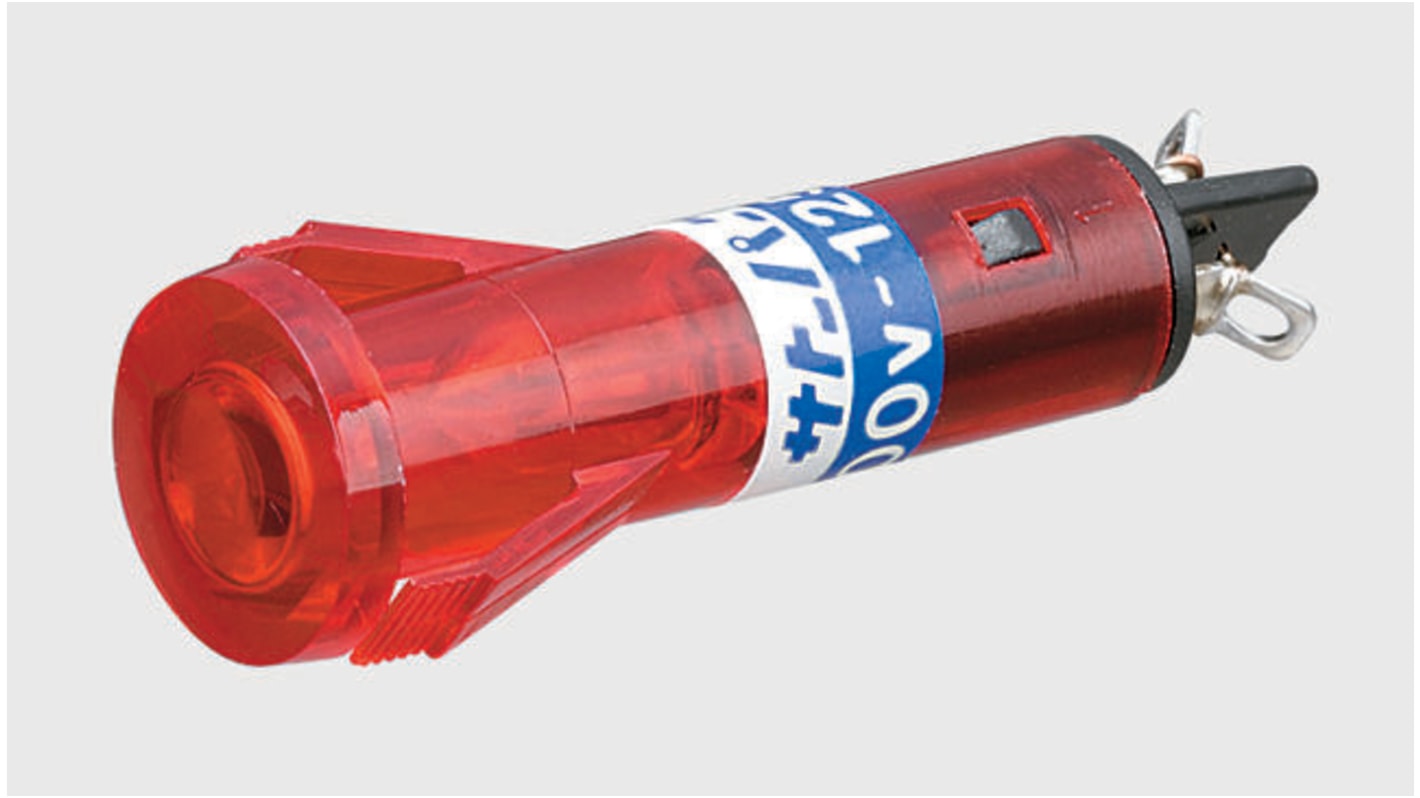 Sato Parts Red Indicator, 100 → 125V ac, Solder Tab Termination