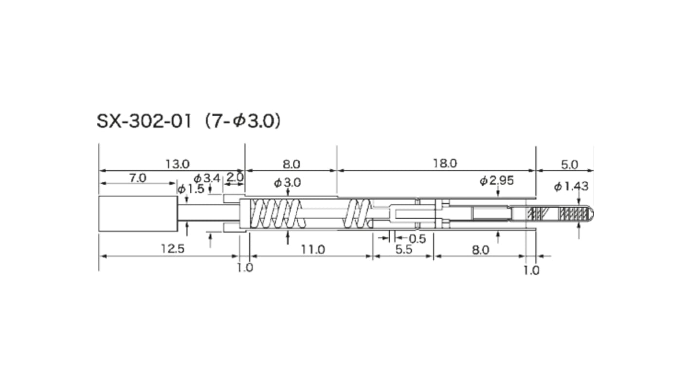 エスケイ工機 コンタクトプローブ(プローブピン) SX-302-01(7-PHI3.0)