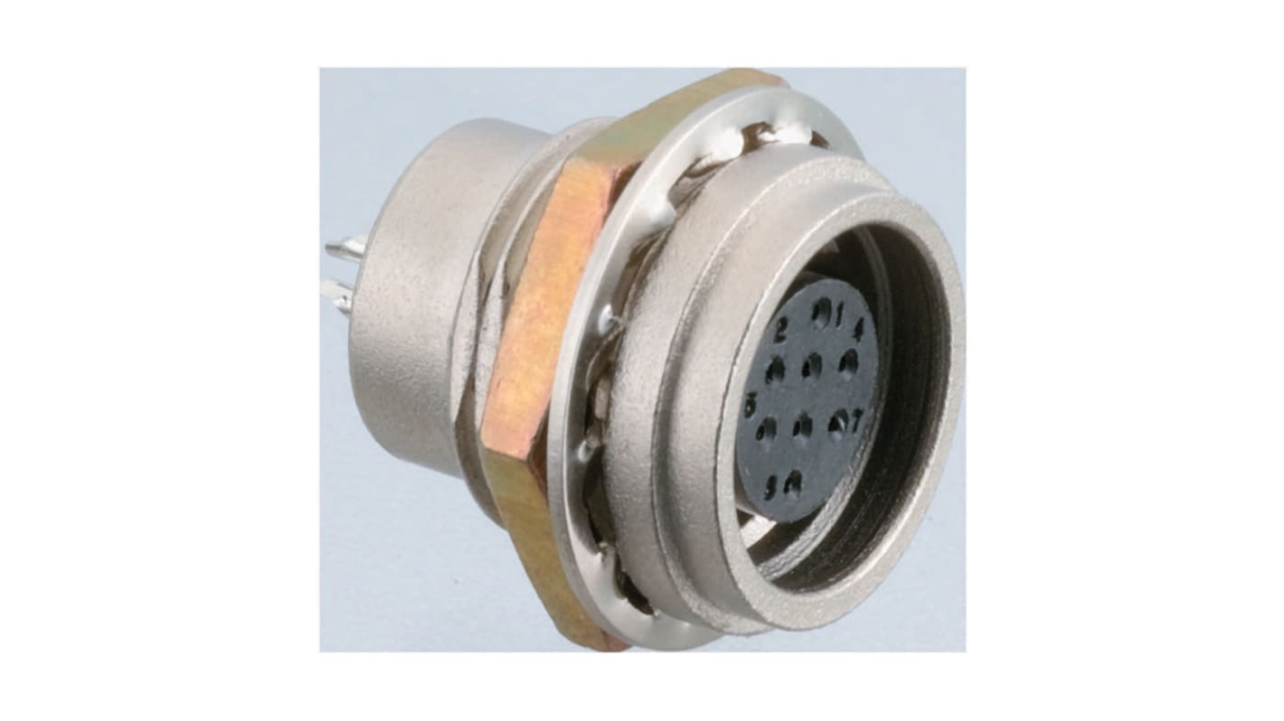 Conector circular Hirose hembra serie HR25 de 8 vías hembra, Montaje en Panel