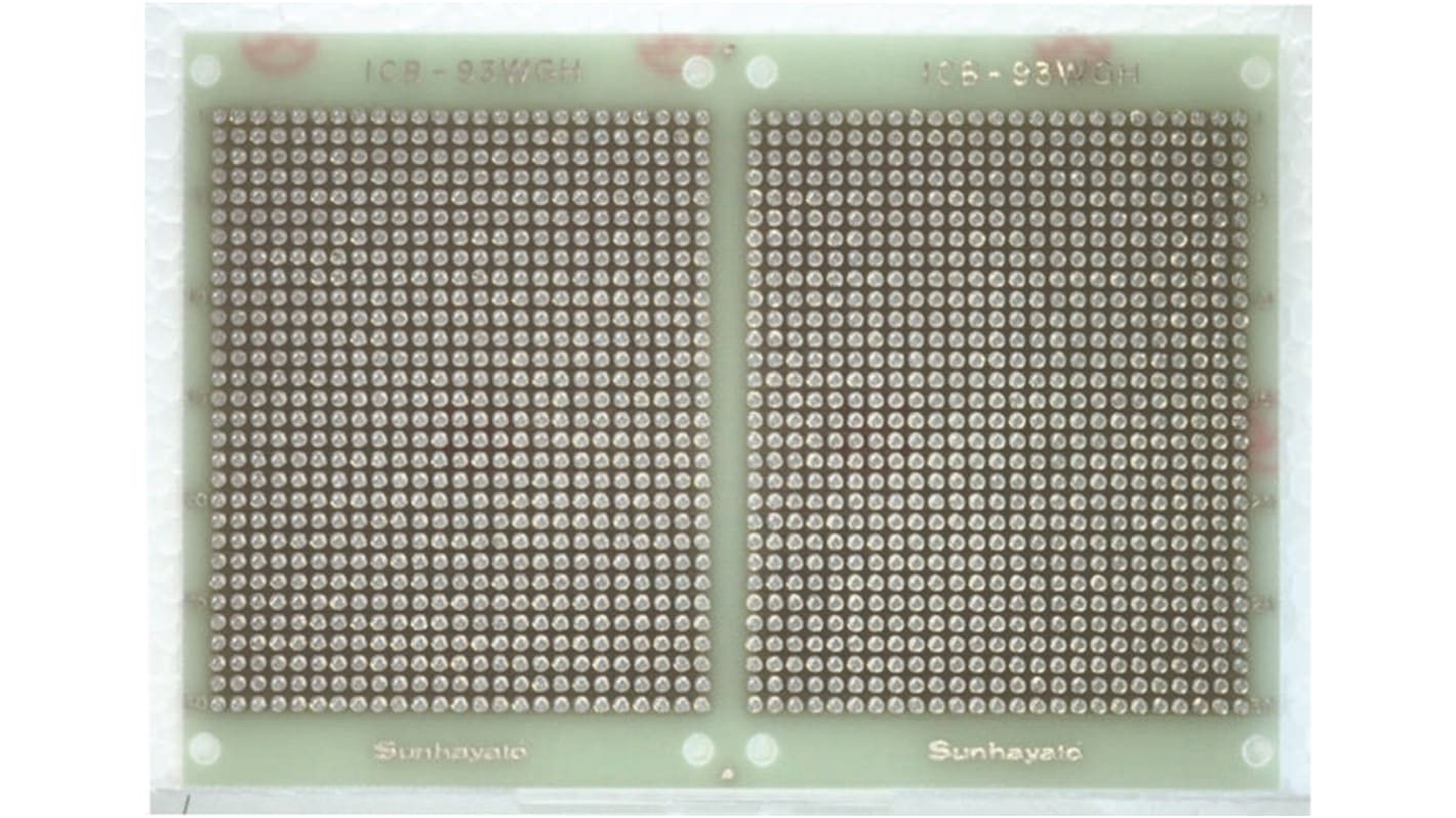 サンハヤト ユニバーサル基板 穴ピッチ：2.54 x 2.54mm, 穴経0.9mm ICB-93WGH-PBF