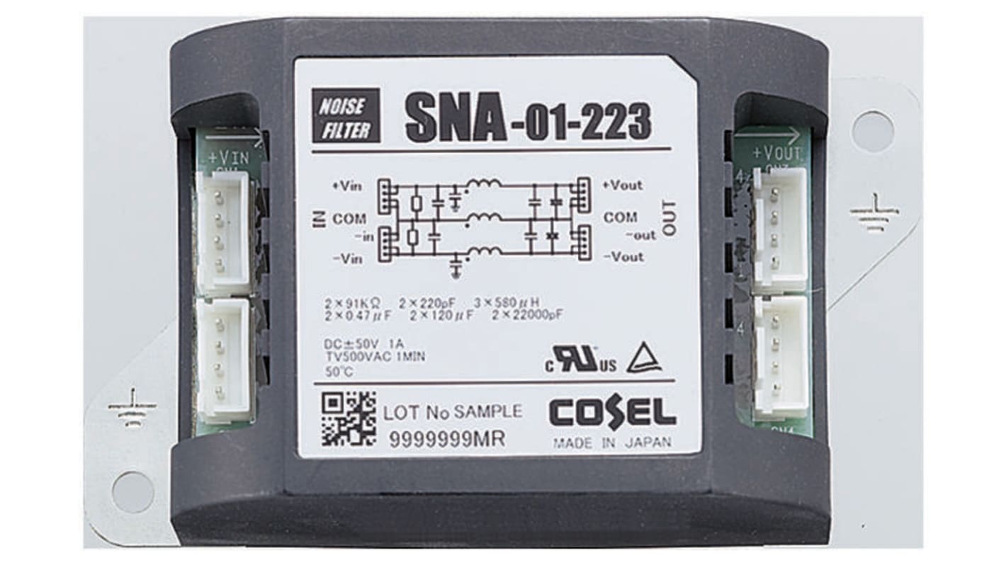 Cosel, SNA 1A ±50 V dc, DIN Rail RFI Filter