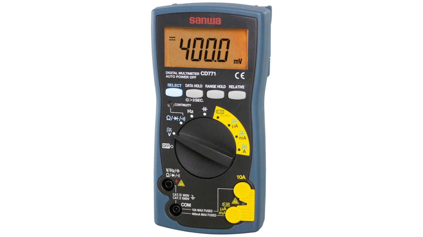 Sanwa Electric Instruments デジタルマルチメータ, 分解能：0.1mVdc, CD771