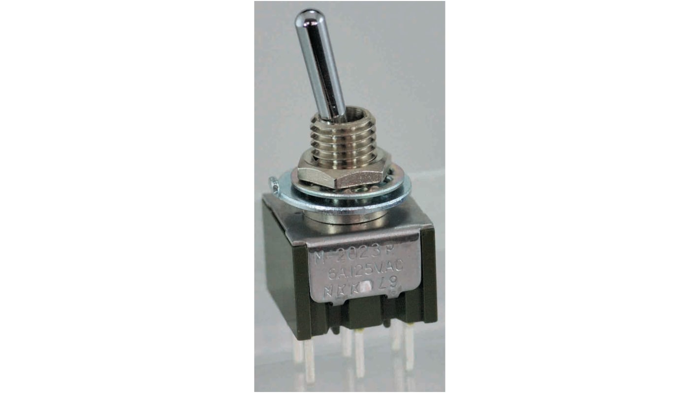 NKK Switches Toggle Switch, PCB Mount, On-Off, SPST, Through Hole Terminal