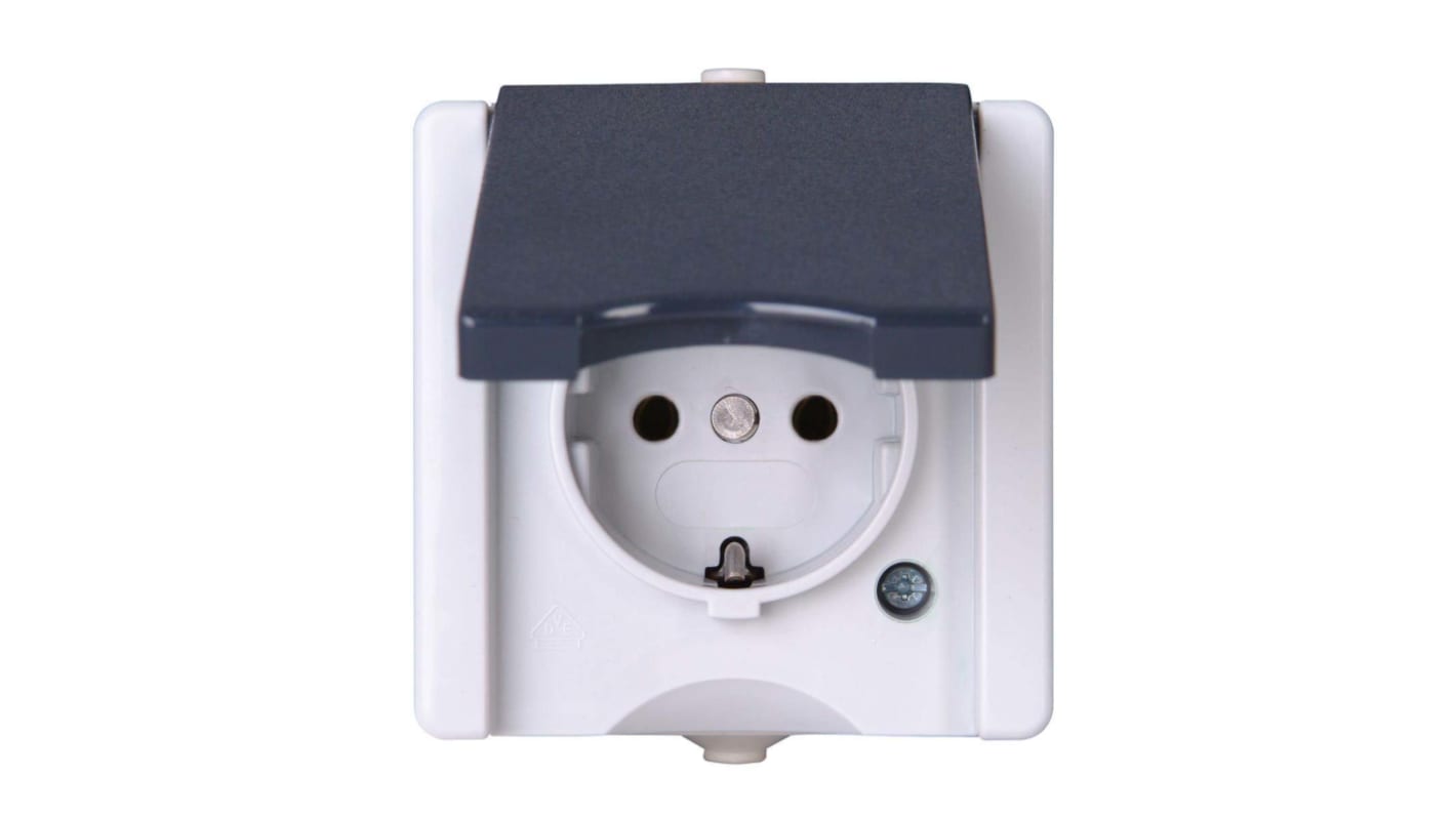 947456005 Kopp Grey 1 Gang Plug Socket, 2 Poles, 16A, Type F German