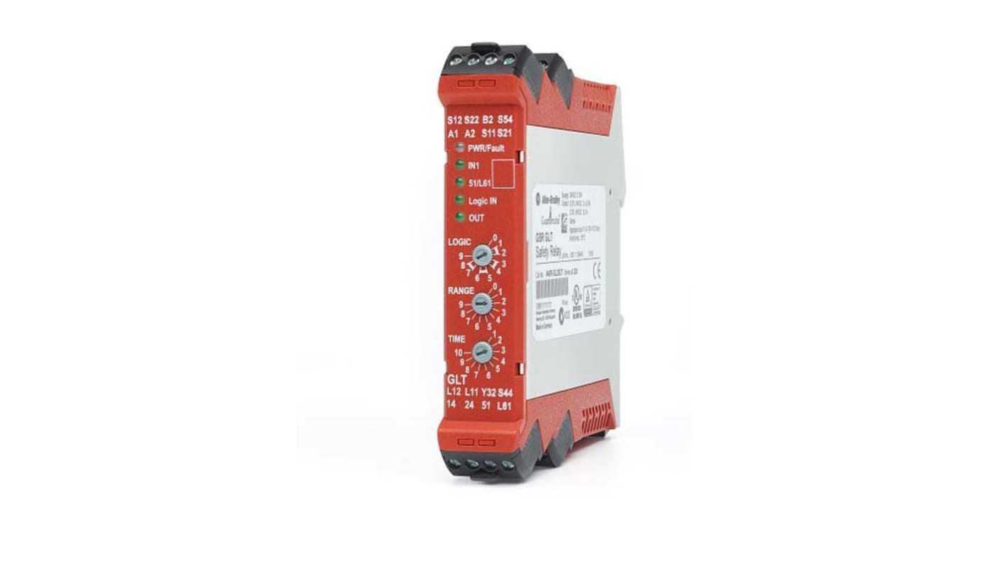 Relé de seguridad Rockwell Automation GLT 440-R de 2 canales, para Retardo Temporal, 24V dc, cat. seg. ISO 13849-1 4