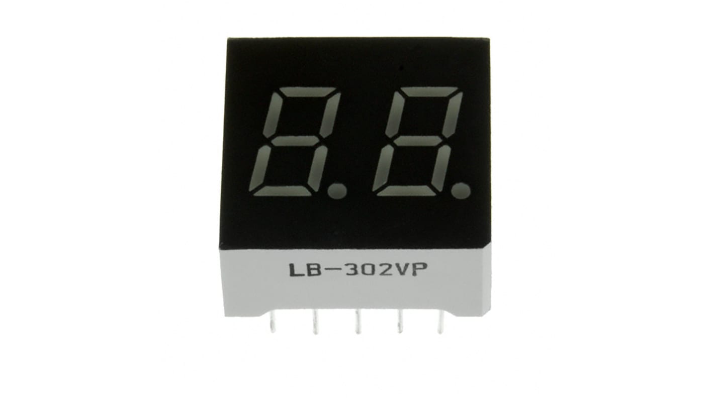 LB-302VP ROHM 2 Digit LED LED Display, CC Red 6.3 mcd RH DP 7.6mm