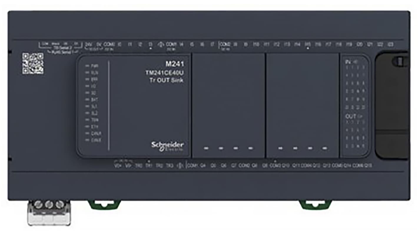 Controlador lógico Schneider Electric Modicon M241, 24 entradas, 16 salidas tipo Relé, comunicación Ethernet, ModBus,