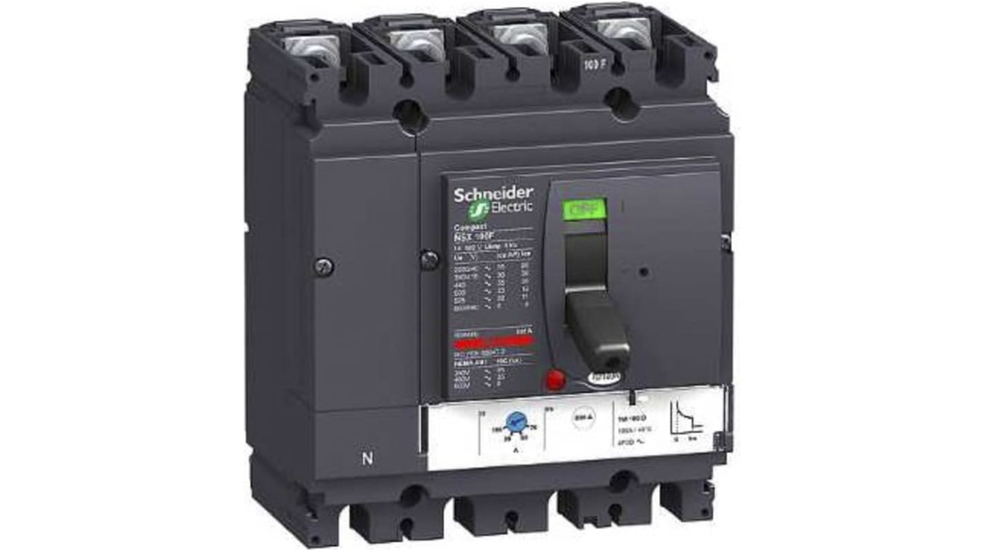 Disjoncteur Schneider Electric Gamme NSX 4 pôles, 100A, pouvoir de coupure 100 kA, montage fixe