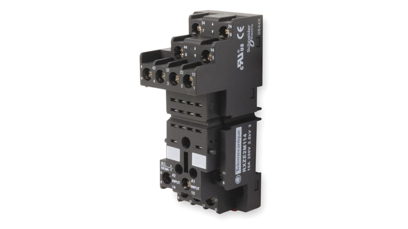 Support relais Schneider Electric série Harmony Relay RXM 14 contacts, Rail DIN, <250V, pour Supports de relais