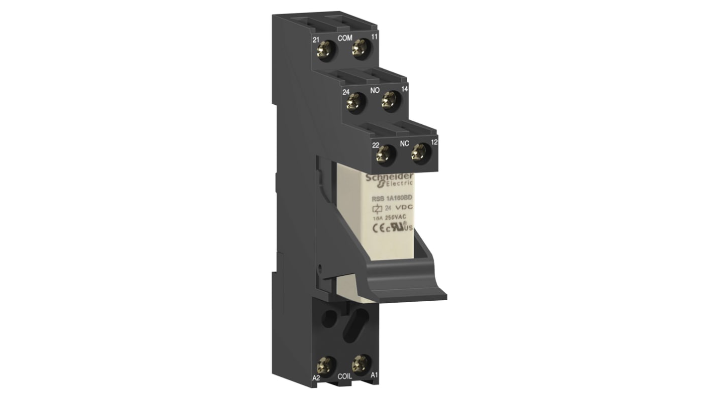 Zócalo de relé Schneider Electric Harmony Relay RSB para Serie Relais RSZ de 8 contactos, 10A máx., para carril DIN