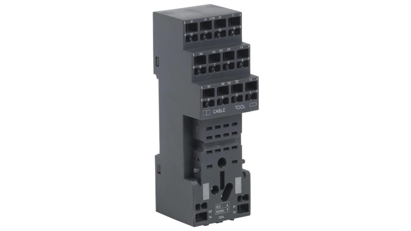 Schneider Electric 14 Pin <250V DIN Rail Relay Socket, for use with Relais Series RSZ