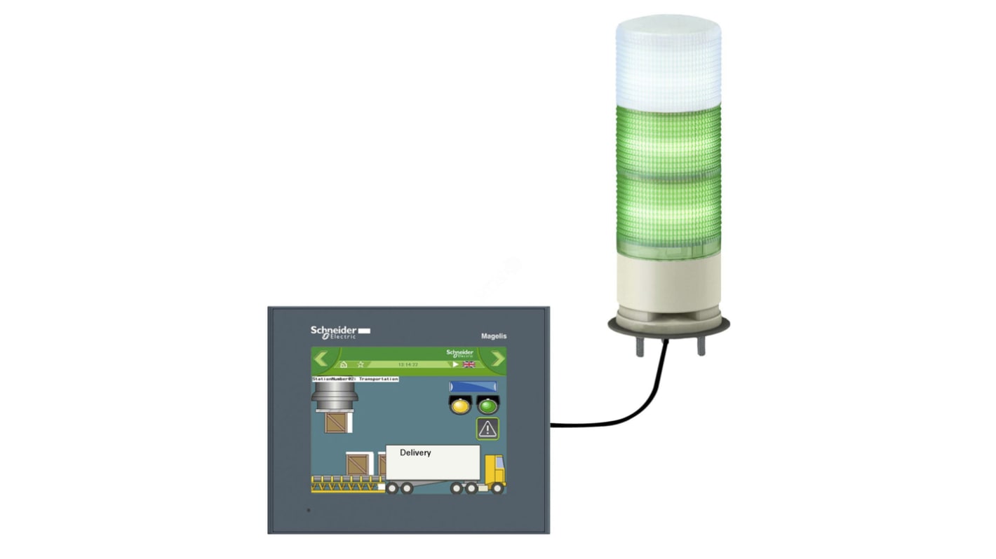 Torretta di segnalazione Schneider Electric, 5 V, LED, 3 elementi, lenti Trasparente, con Cicalino