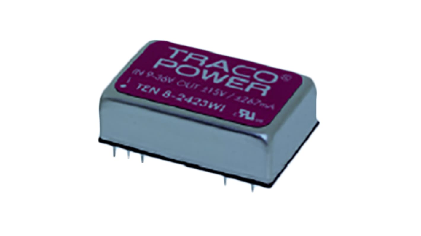 TRACOPOWER TEN 8WI DC/DC-Wandler 8W 48 V dc IN, ±15V dc OUT / ±265mA Durchsteckmontage 1.5kV dc isoliert