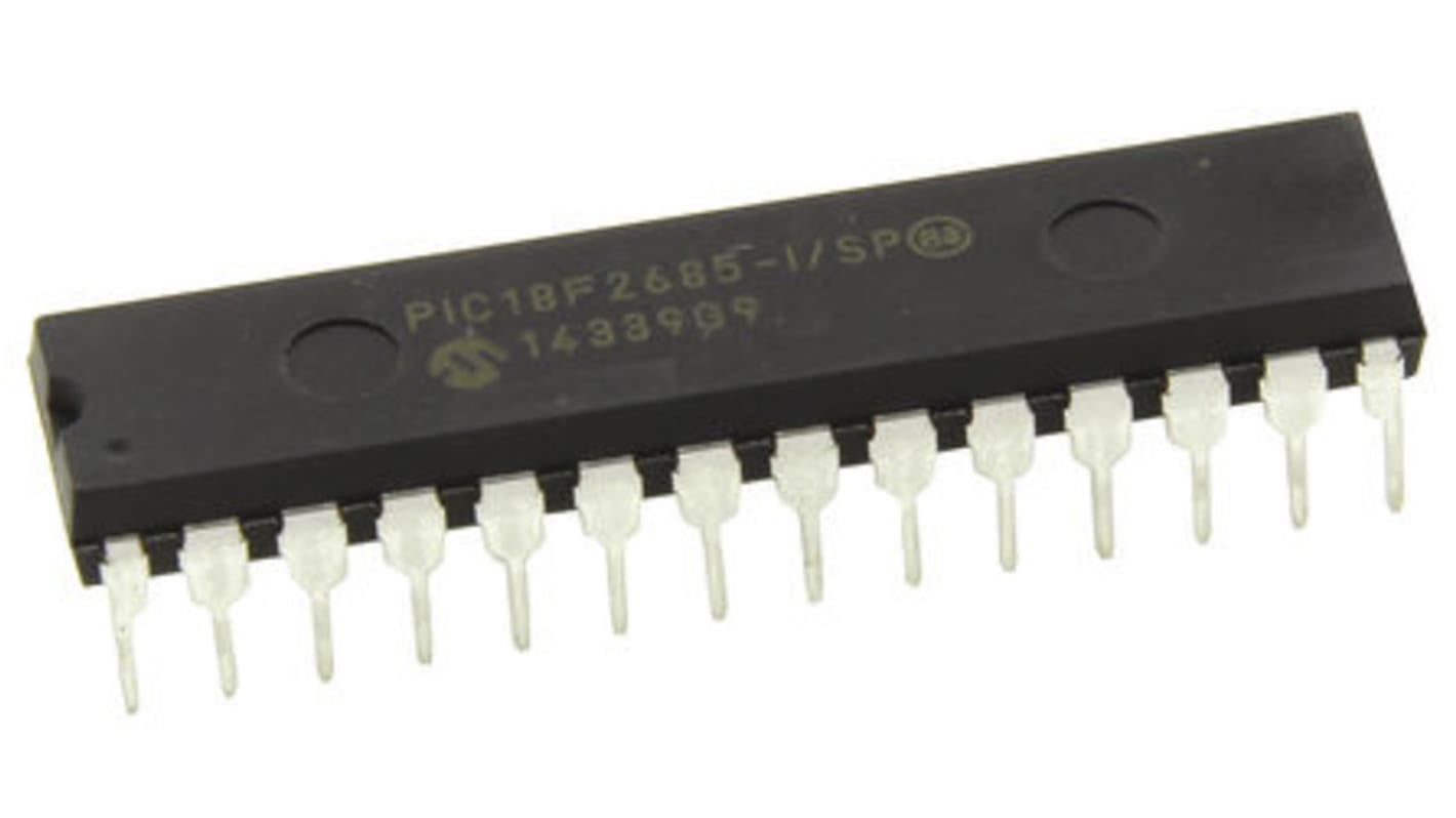 Microcontrôleur, 8bit, 3,328 ko RAM, 1,024 ko, 96 ko, 40MHz, SPDIP 28, série PIC18F