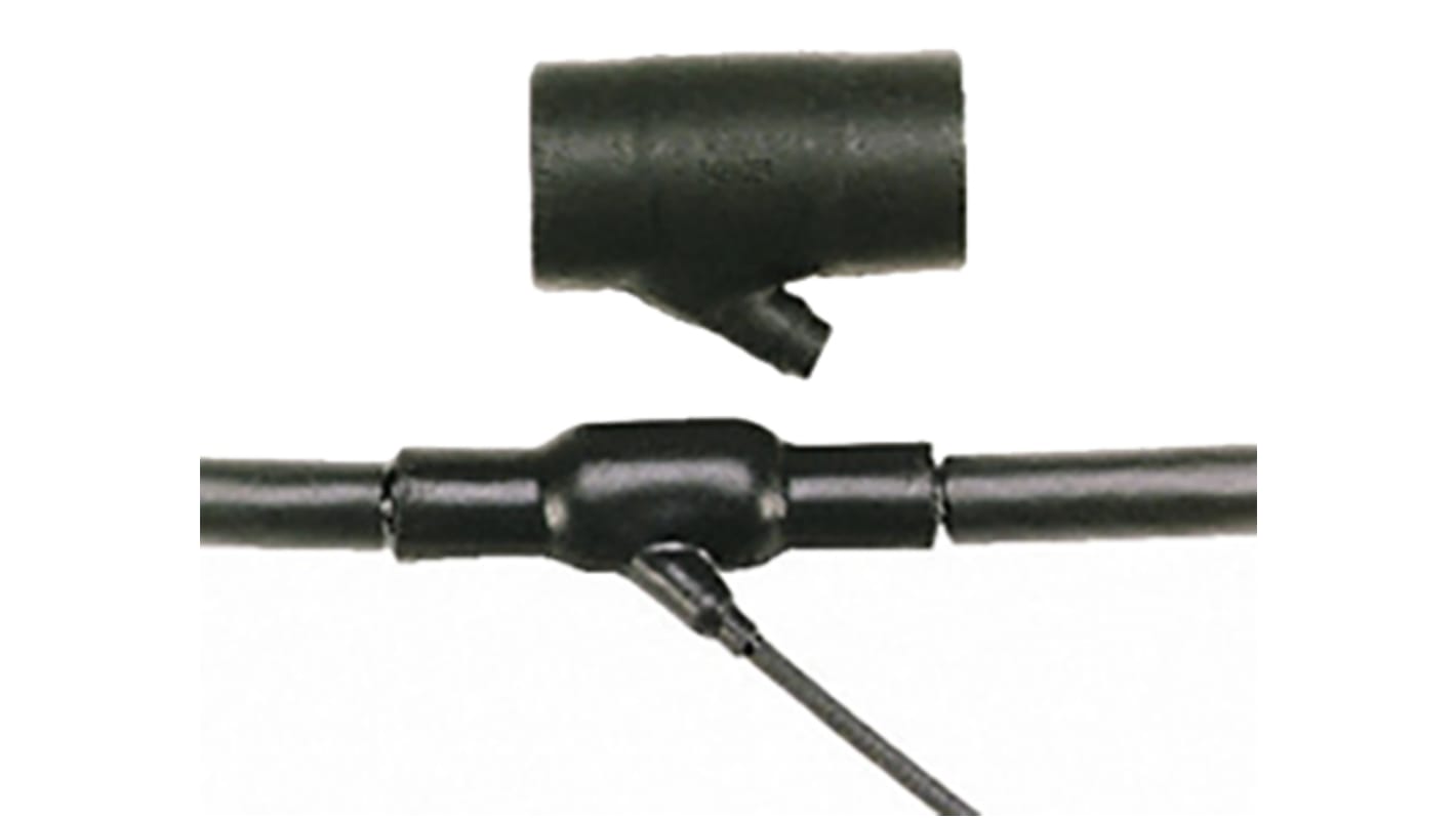 TE Connectivity Hőre zsugorodó karmantyú, 45°-os oldalkitörés, , 26.9mm, Fekete