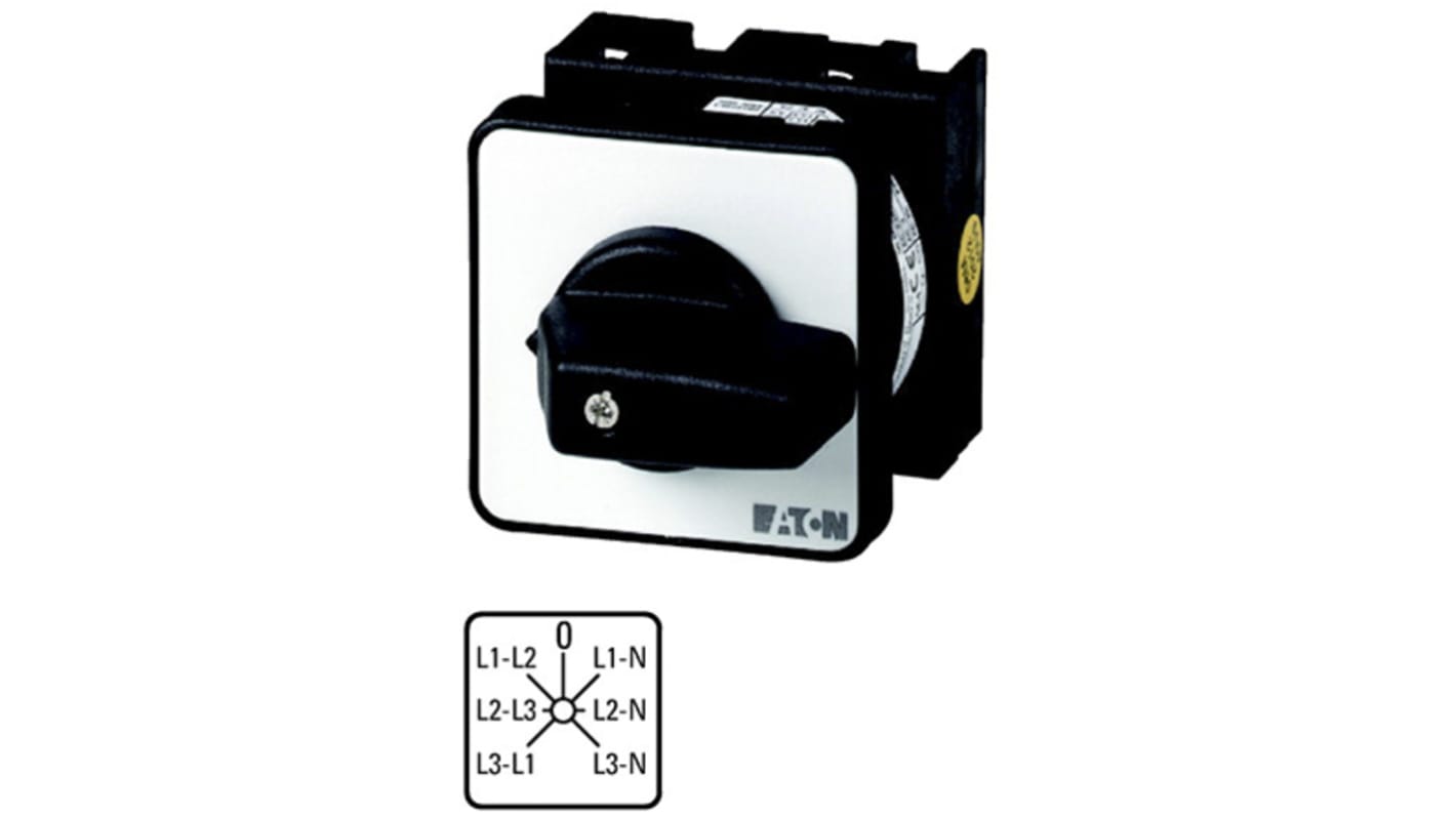 Eaton, 3PST 7 Position 45° Voltmeter Cam Switch, 690V ac, 20A