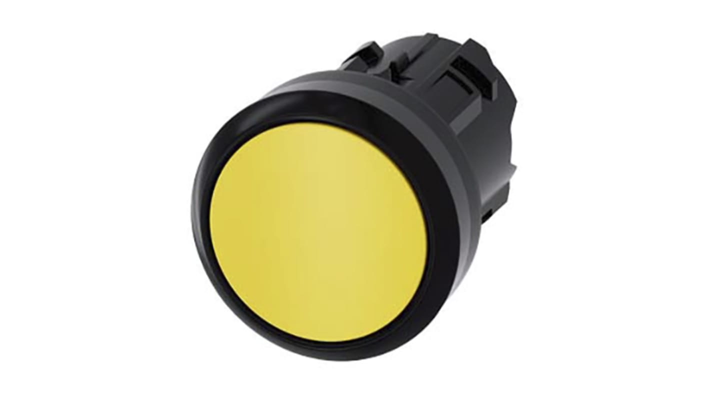 Tête de bouton poussoir Siemens, SIRIUS ACT Jaune, Ø découpe 22mm, Momentané