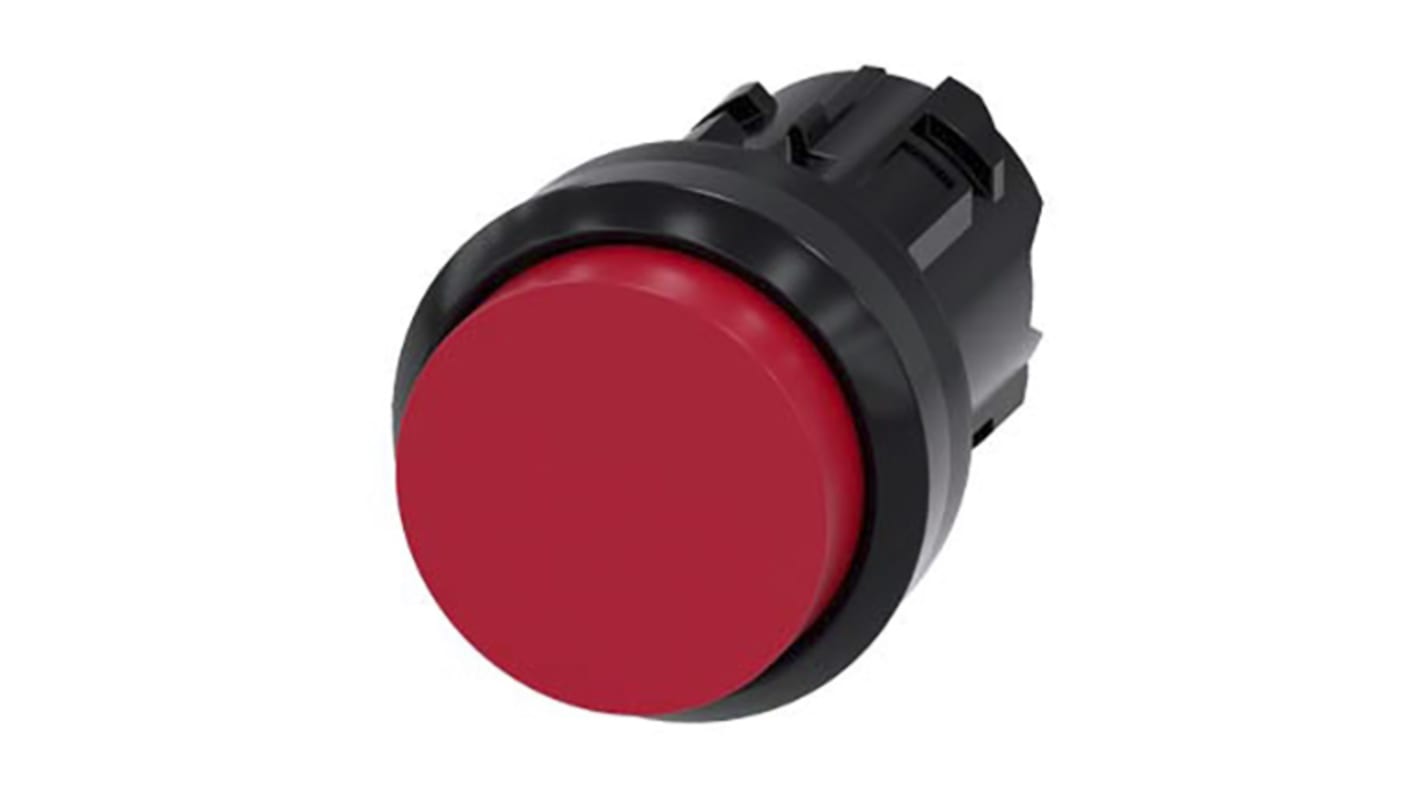 Tête de bouton poussoir Siemens, SIRIUS ACT Rouge, Ø découpe 22mm, Momentané