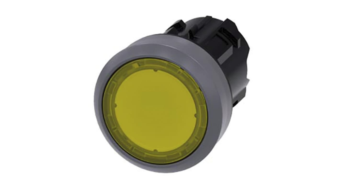 Cabezal de pulsador Siemens serie SIRIUS ACT, Ø 22mm, de color Amarillo, Momentáneo, IP66, IP67, IP69K