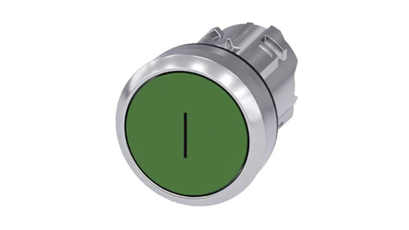Tête de bouton poussoir Siemens, SIRIUS ACT Vert, Ø découpe 22mm, Momentané