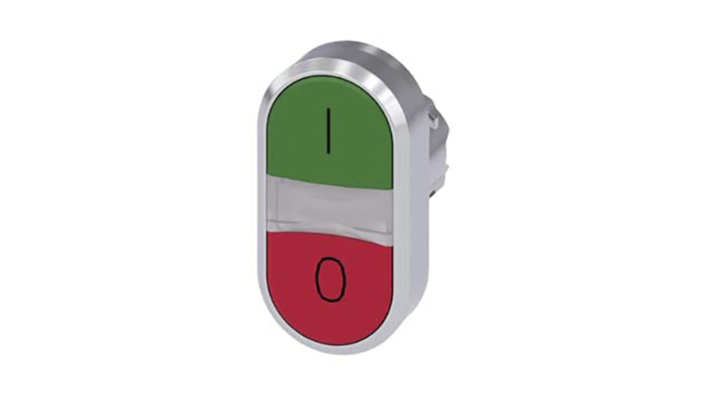 Cabezal de pulsador Siemens serie SIRIUS ACT, Ø 22mm, de color Verde, Rojo, Momentáneo, IP66, IP67, IP69K