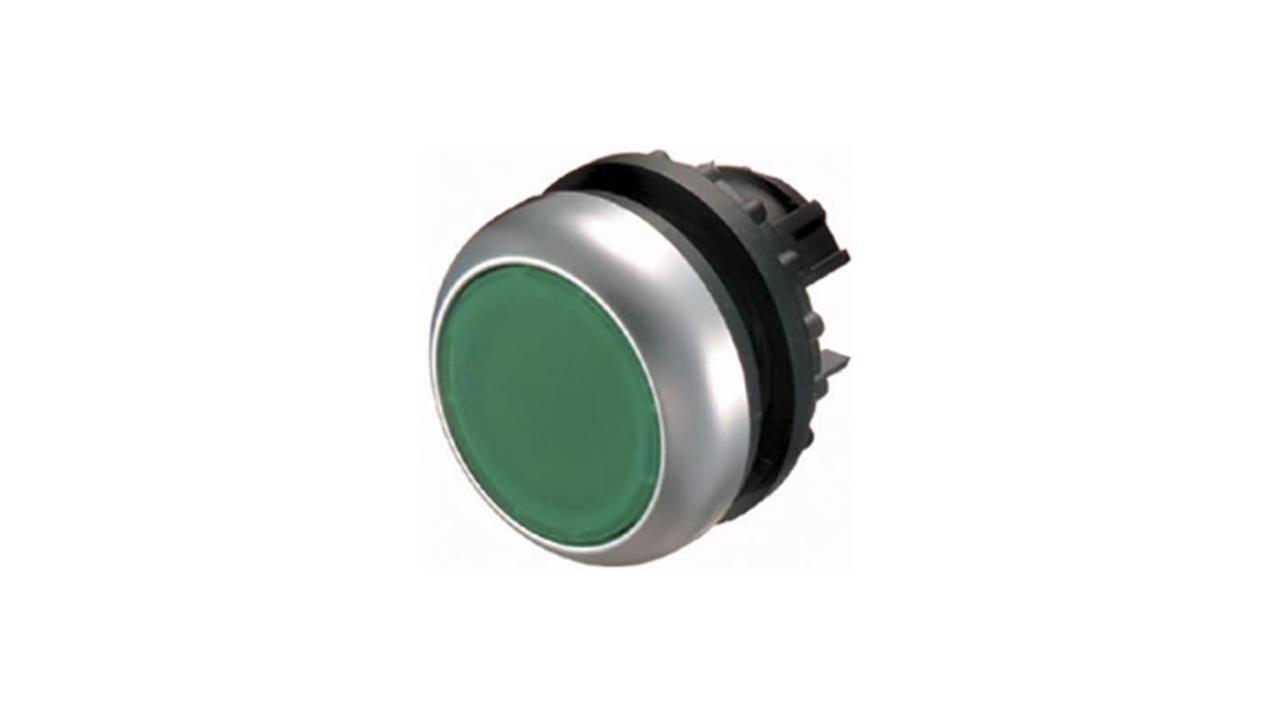 Pulsador Eaton serie RMQ Titan M22, Ø 22mm, de color Verde, Redondo, Mantenido, IP66, IP67, IP69