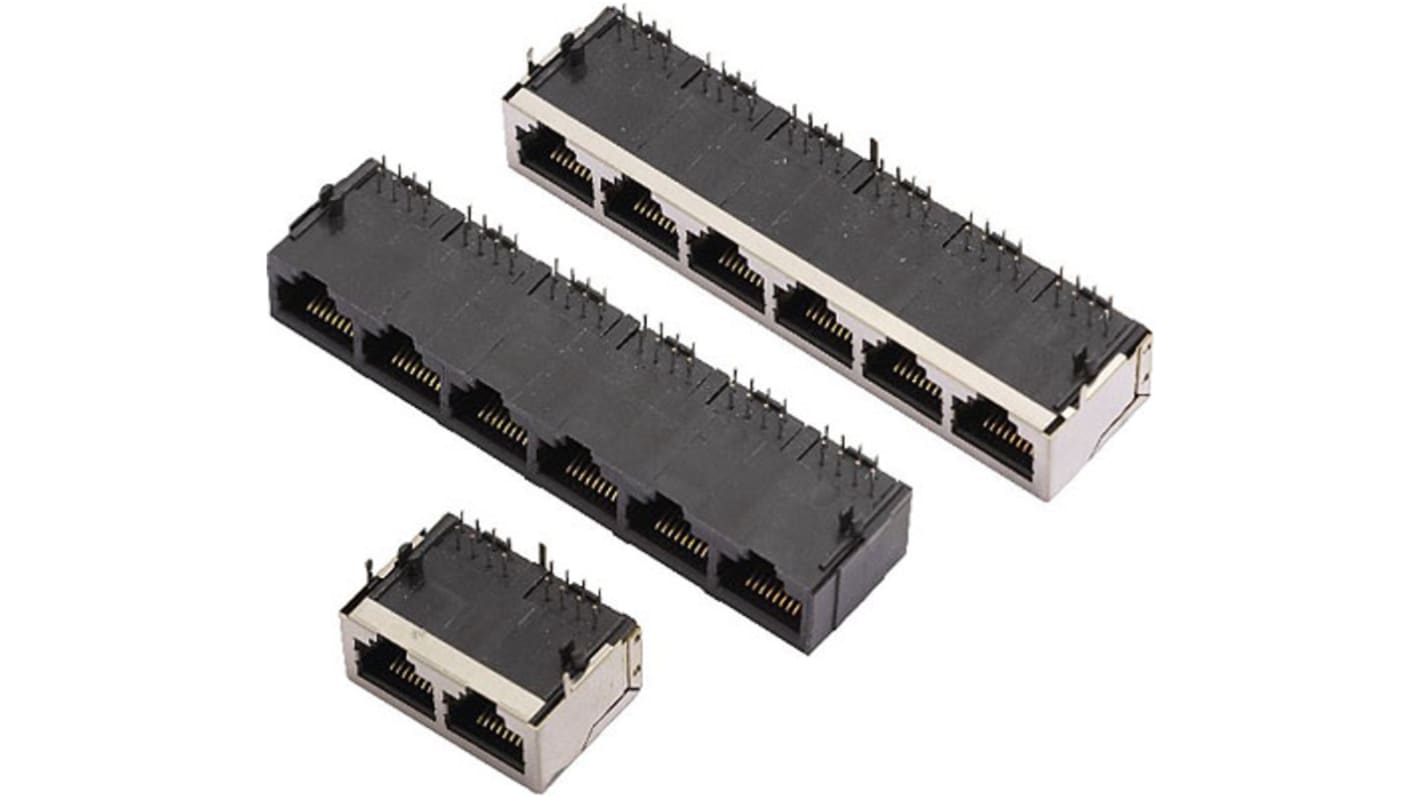 Conector RJ45 Hembra MH Connectors serie MH3012, de 8P8C vías, apantallado