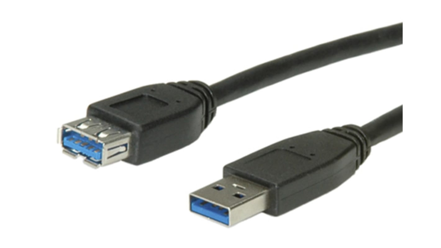 Roline USB-kábel, USB A - USB A, Fekete, 800mm