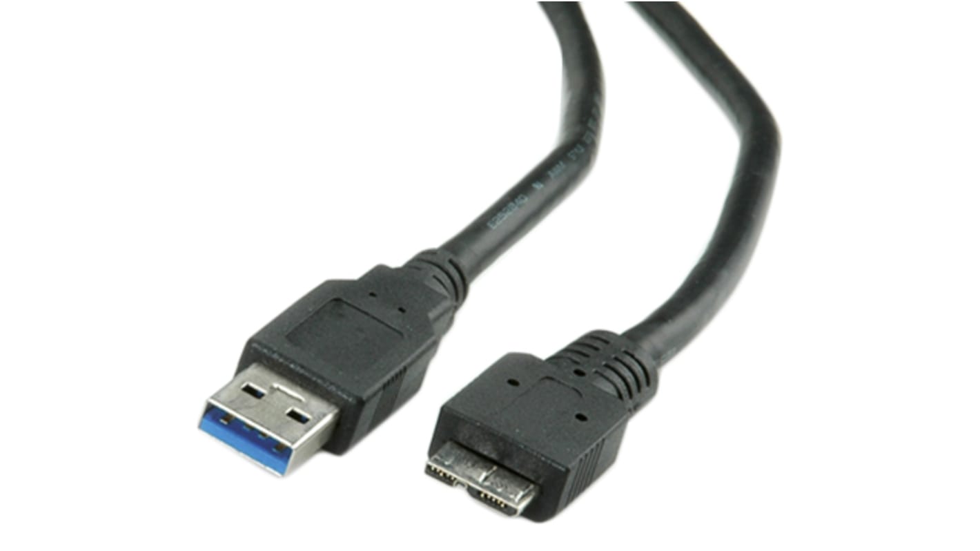 Roline USB 3.0 Cable, Male USB A to Male Micro USB B  Cable, 3m