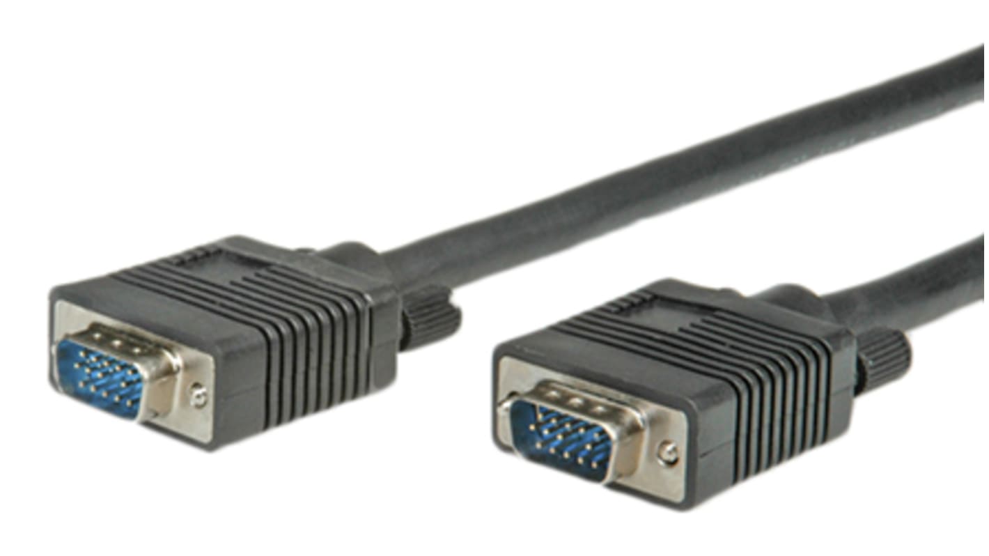 Roline VGA-Kabel A VGA / Stecker B VGA / Stecker, 15m PVC Kupferfolie Schwarz