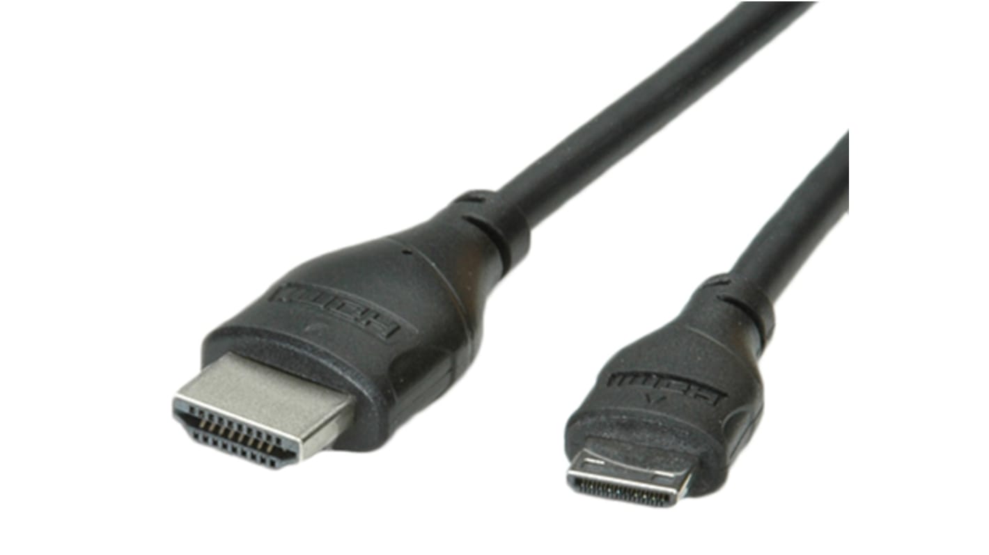 Roline HDMI-Kabel A HDMI Ethernet Stecker B HDMI Ethernet Stecker, 80cm, Schwarz