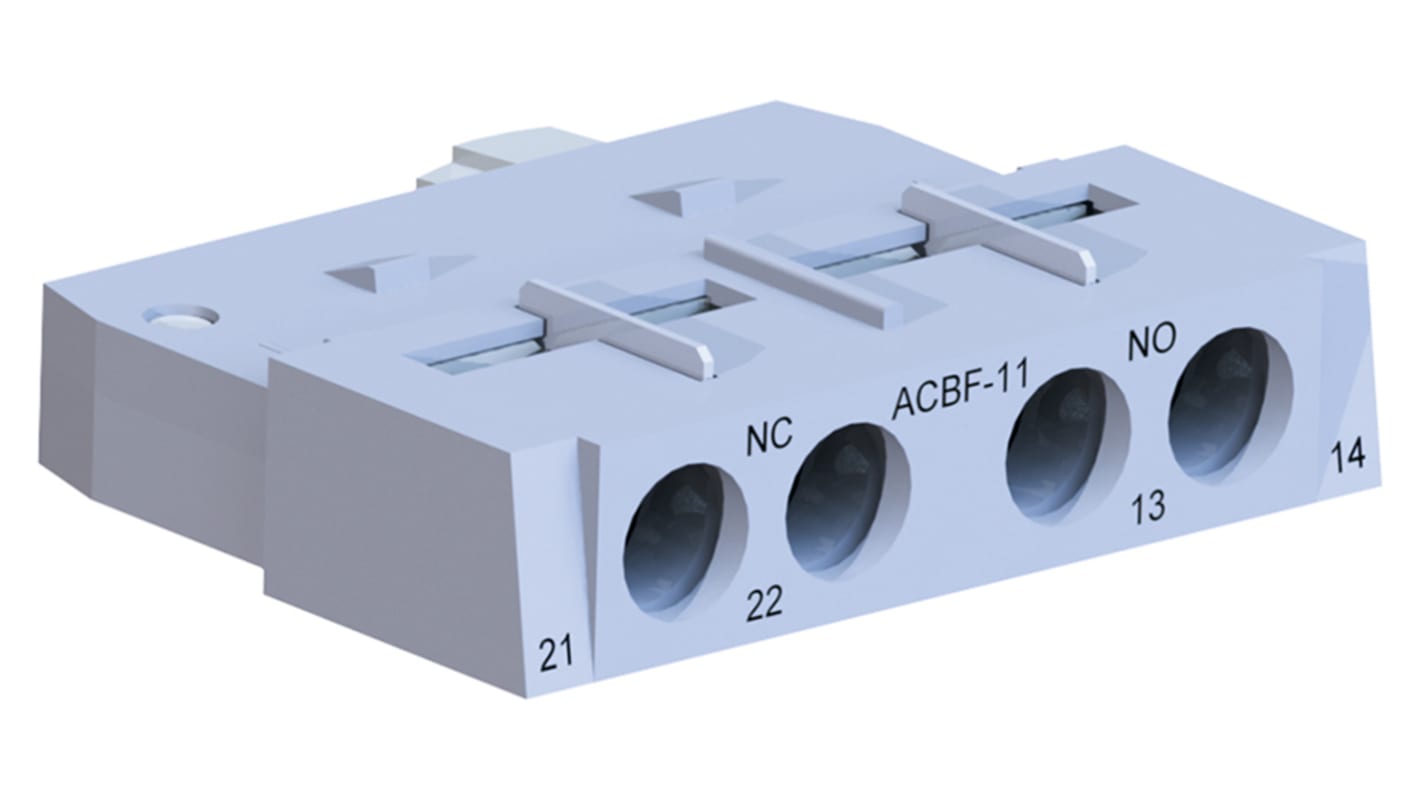 Bloque de contactos auxiliar WEG ACBF, montaje: frontal, terminal: roscado, 1NC + 1NA, 250 V ac, 2,5 A