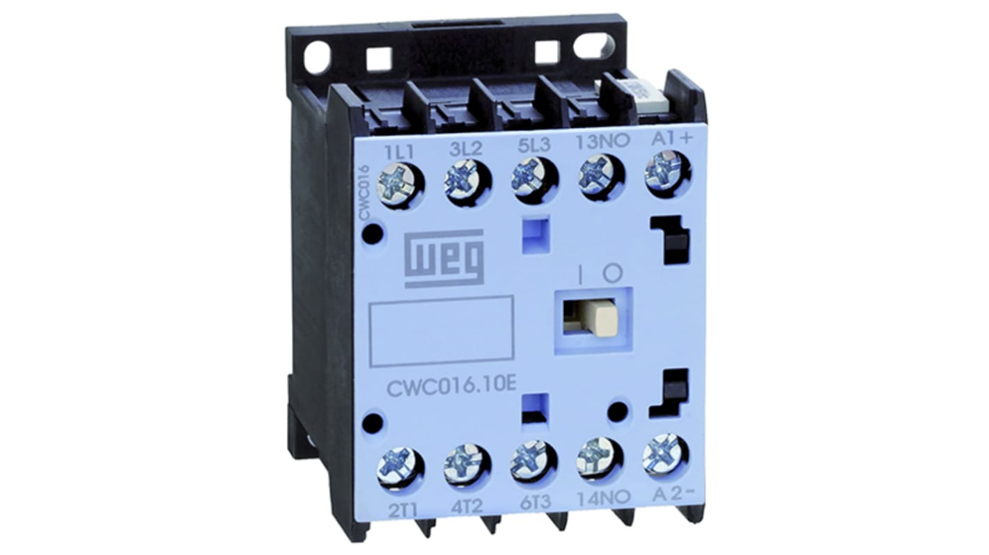 WEG CWC Contactor, 230 V ac Coil, 3-Pole, 16 A, 7.5 kW, 3NO, 690 V ac