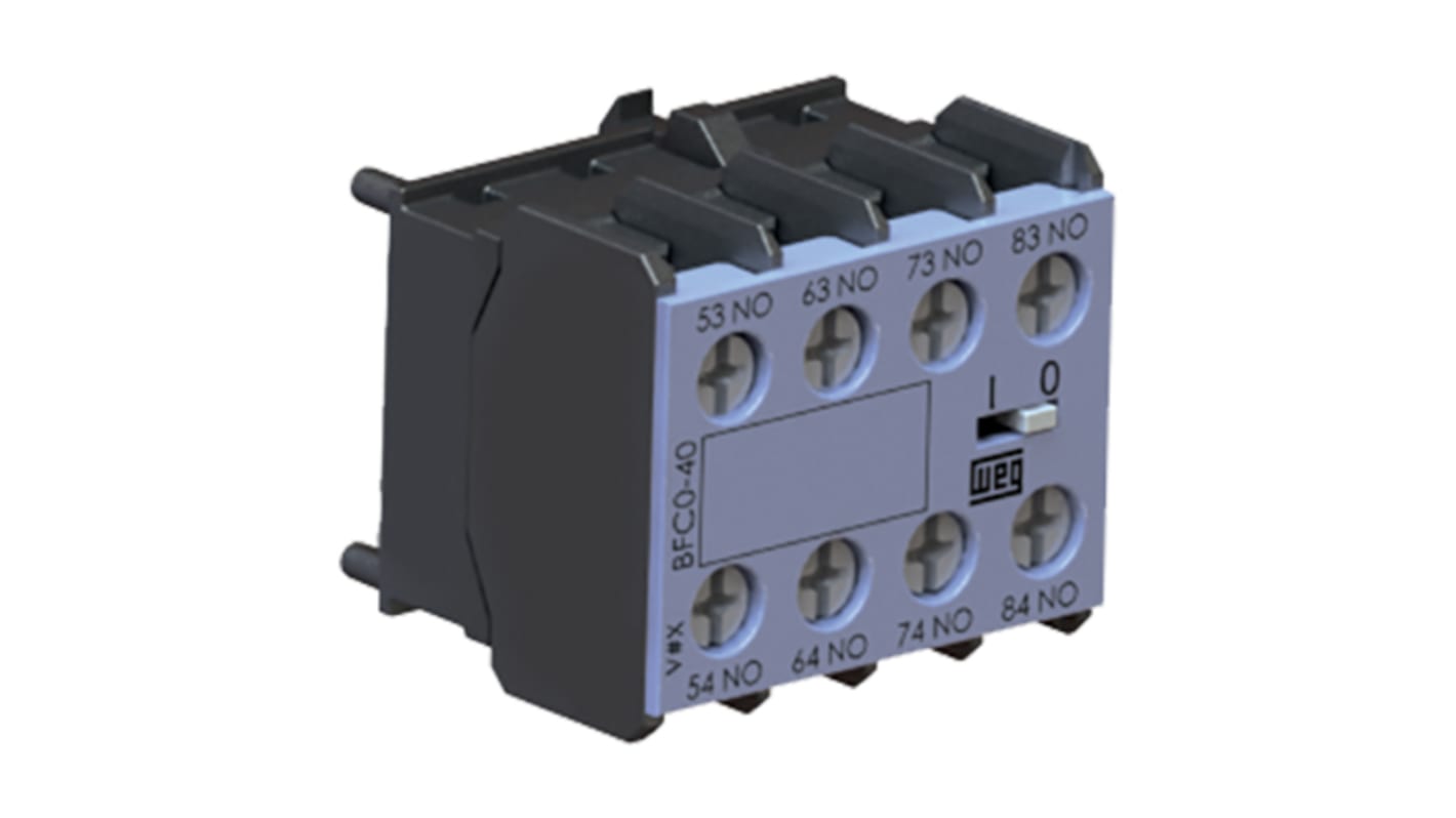 Bloque de contactos auxiliar WEG BFCA, montaje: frontal, terminal: roscado, 1NC + 3NO, 690 V ac, 10 A