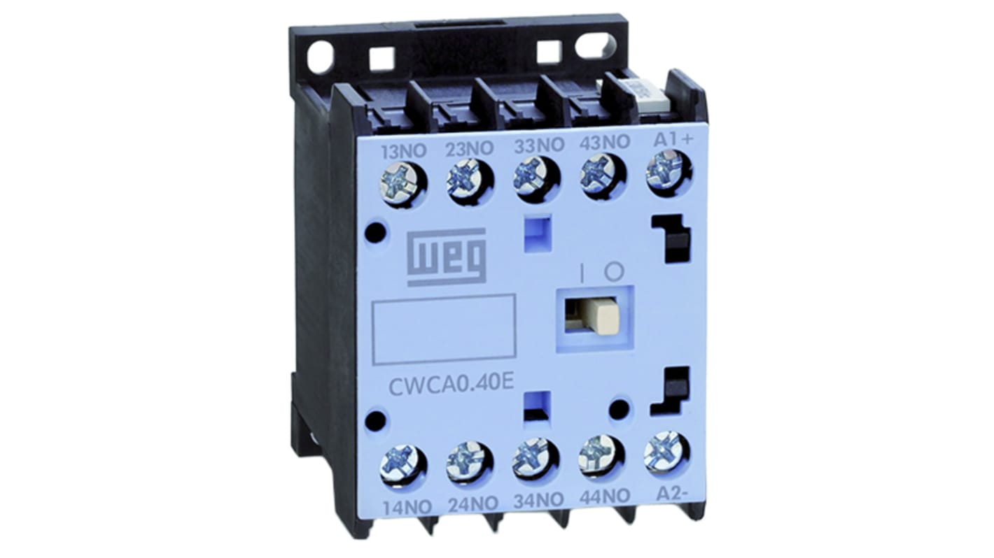 WEG CWCA0 Overload Relay 1NO + 3NC, 10 A Contact Rating, 24 Vac, 4P