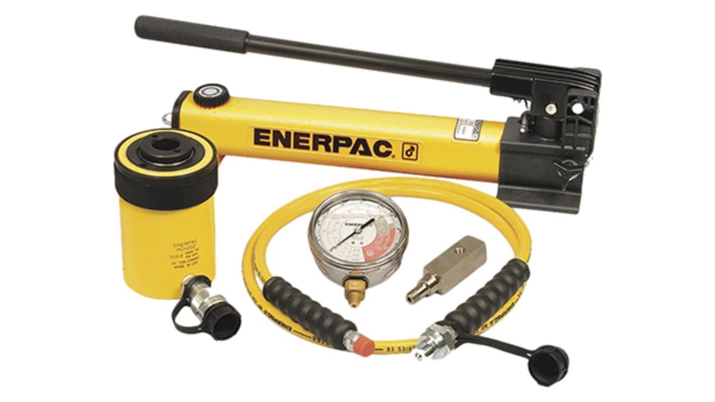 Cilindro idraulico manuale portatile Enerpac, capacità 30t, corsa 64mm, altezza chiuso 178mm, 700bar max