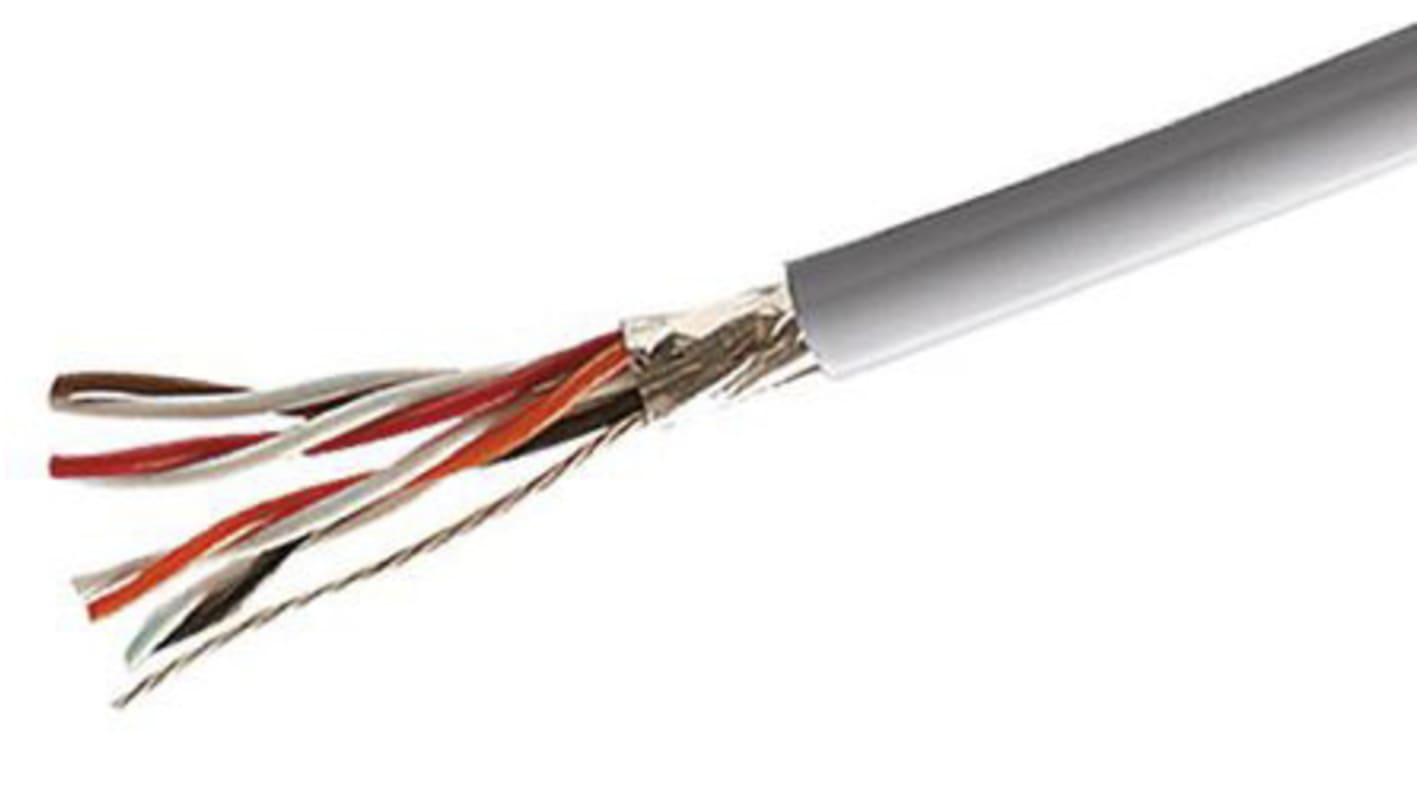 RS PRO Datakabel, 4-par, 0,2 mm², 24 AWG, Aluminiumsfolie-PET-tape skærm, PVC yderkappe Skærmet