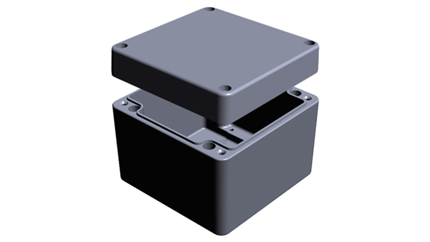 RS PRO Aluminium Enclosure, IP66, Grey Lid, 81 x 100 x 100mm