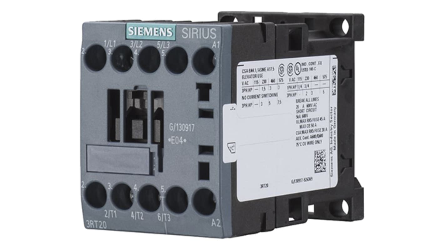 Siemens SIRIUS 3RT2 Steuerrelais, 3P 3 Schließer, 24 V dc / 18 A, 45mm x 73mm