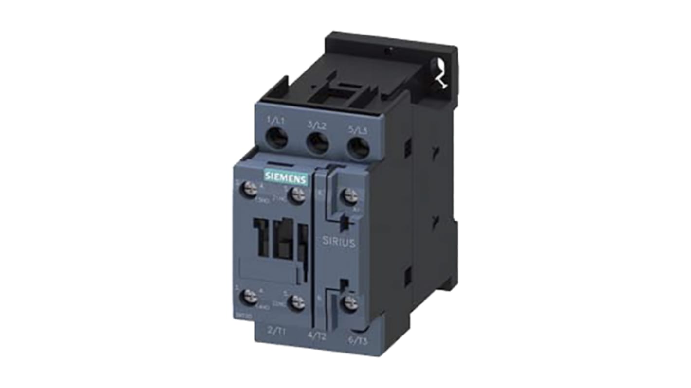 Siemens 3RT2 Control Relay 3NO, 9 A F.L.C, 40 A Contact Rating, 240 Vac, 3P, SIRIUS