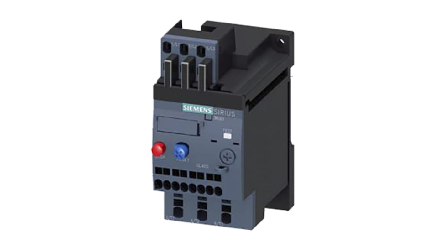 Siemens 3RU2 Overload Relay 1NO + 1NC, 1 A F.L.C, 3 A Contact Rating, 3P, SIRIUS Innovation