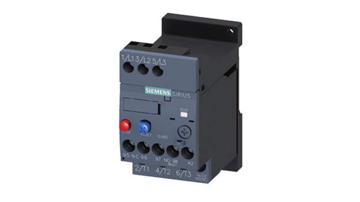 Siemens 3RU2 Overload Relay 1NO + 1NC, 1.25 A F.L.C, 3 A Contact Rating, 3P, SIRIUS Innovation