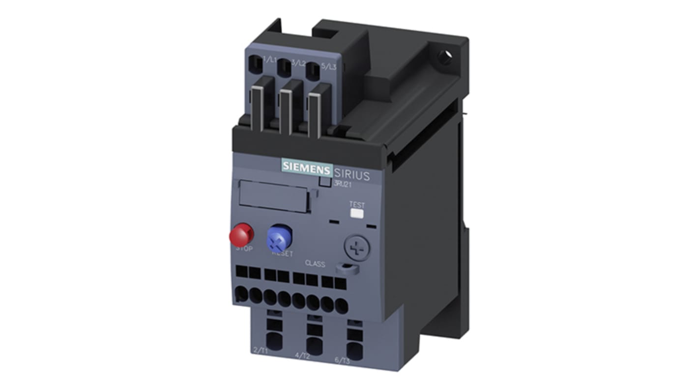 Siemens 3RU2 Overload Relay 1NO + 1NC, 2.5 A F.L.C, 3 A Contact Rating, 3P, SIRIUS Innovation