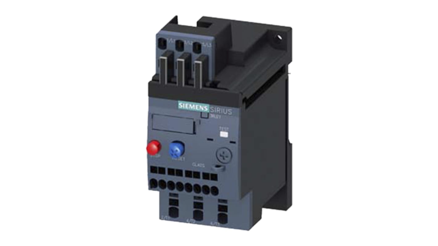 Siemens 3RU2 Overload Relay 1NO + 1NC, 4 A F.L.C, 3 A Contact Rating, 3P, SIRIUS Innovation