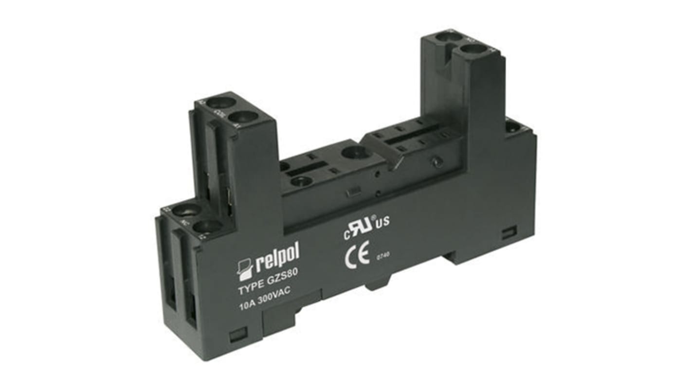 Relpol 8 Pin 300V ac DIN Rail Relay Socket for use with Various Series