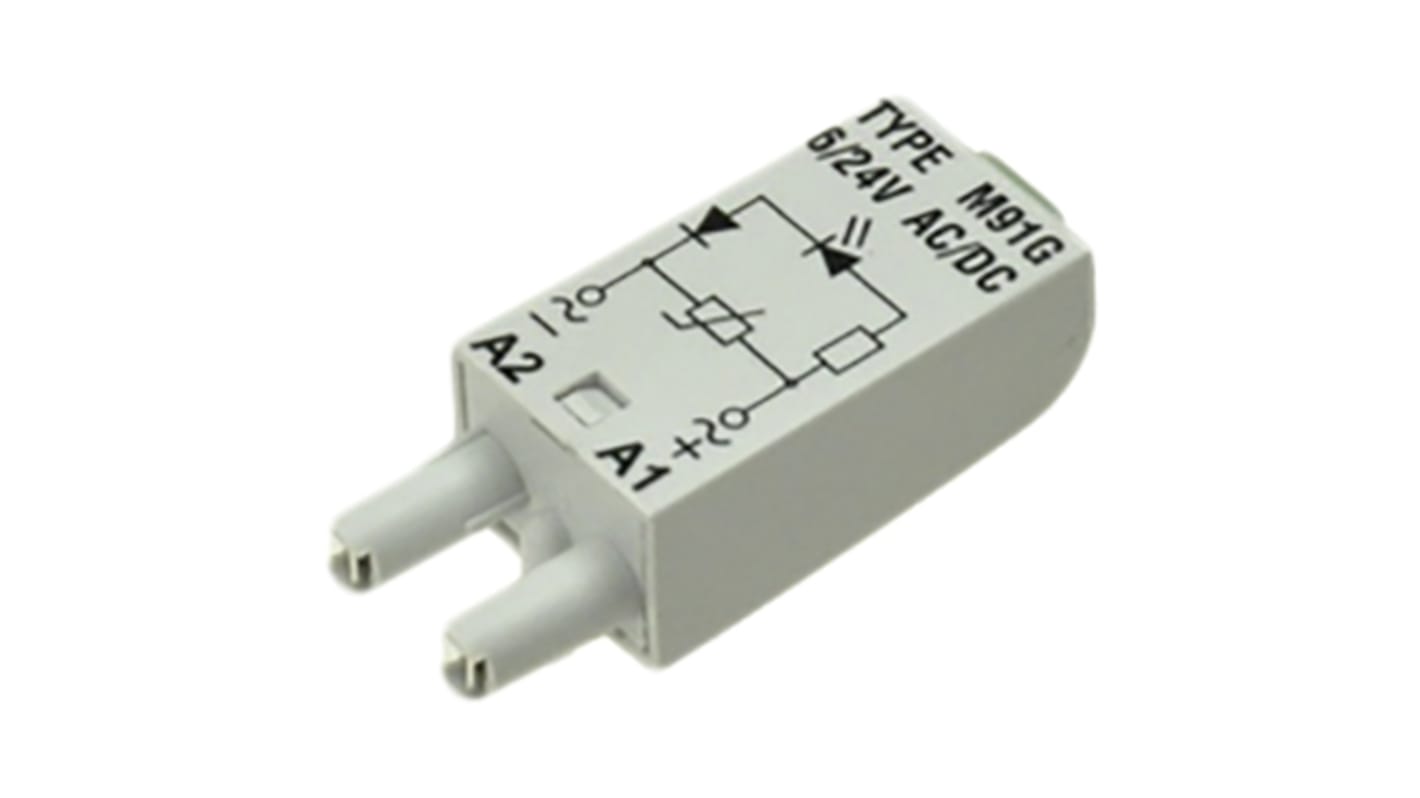 PLG-IN GRN LED/VARISTOR 6-24V AC/DC GREY