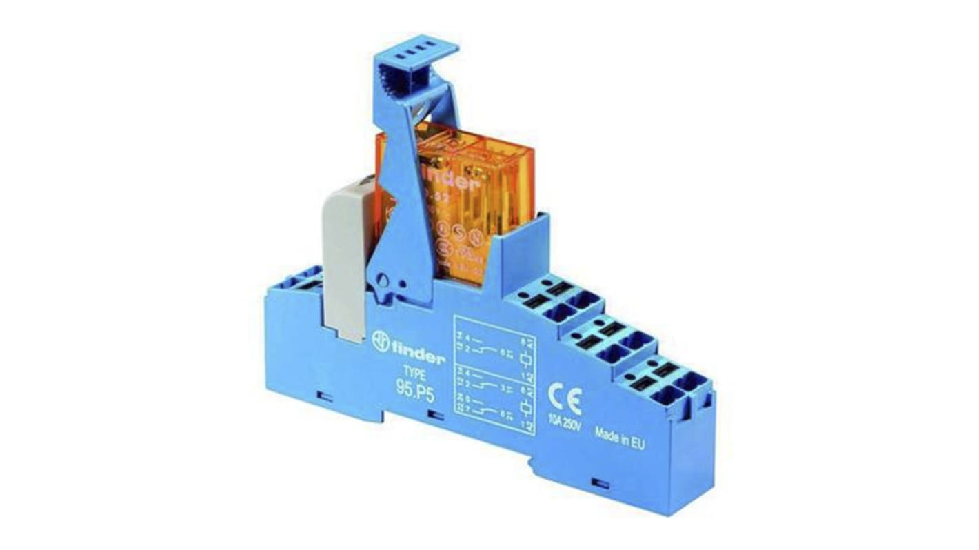 Finder 48 Series Interface Relay, DIN Rail Mount, 24V ac Coil, DPDT-2C/0, 2-Pole, 8A Load