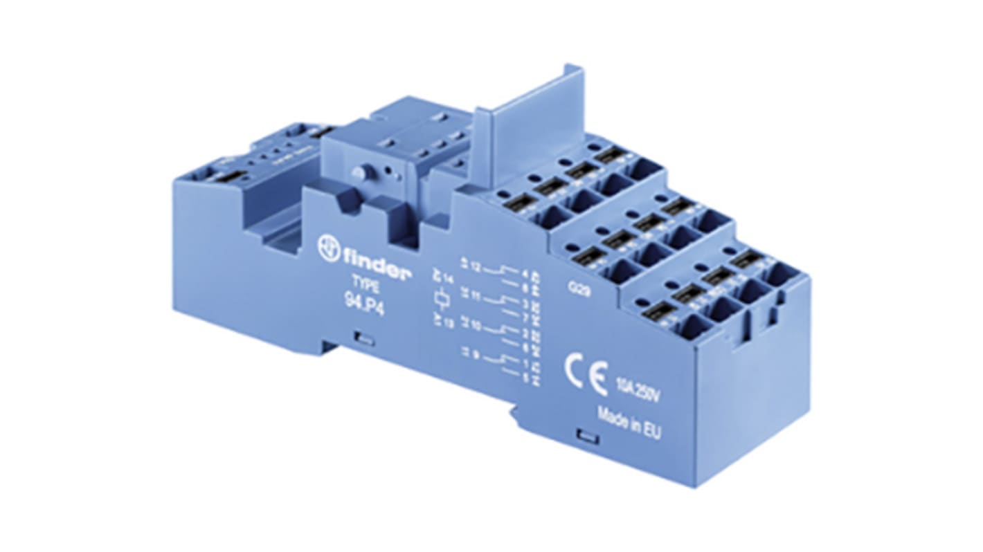Zócalo de relé Finder 94 para Relé 55.32, relé 55.34, 10A máx., para carril DIN